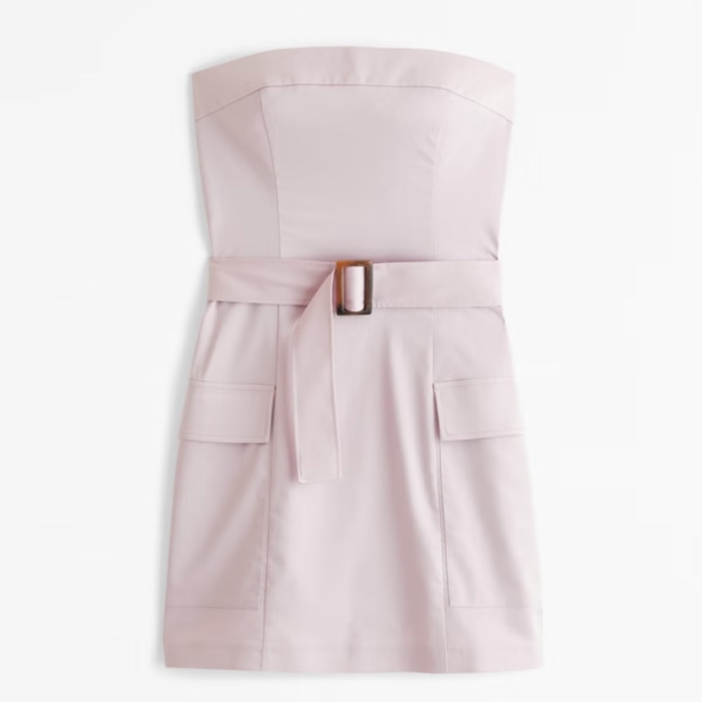 A&F Abercrombie & Fitch Strapless Utility Mini Dress Lilac Belted